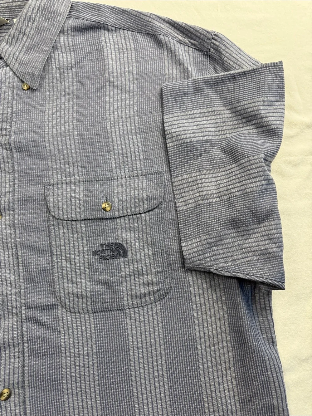 The North Face Men's Light BlueGrey Vertical Stripe Button-Down Shirt